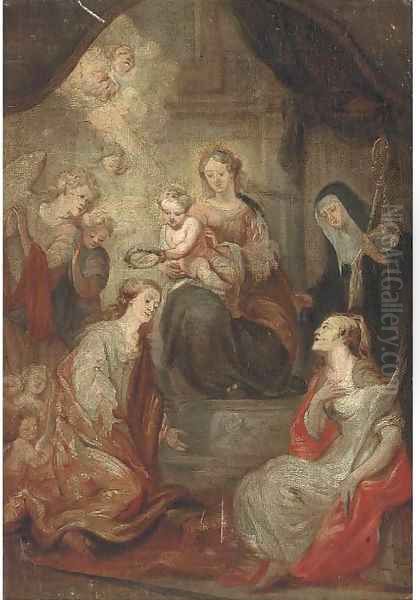 The Madonna and Child with Saints Oil Painting by (studio of) Rubens, Peter Paul