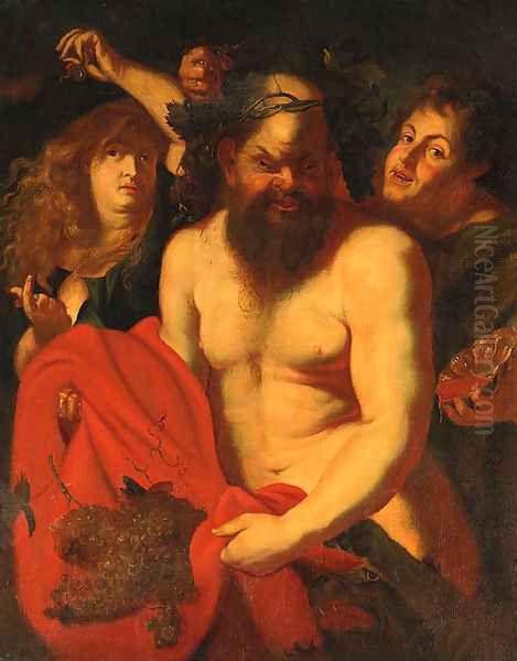 Drunken Silenus Attended By Bacchantes Oil Painting by (studio of) Rubens, Peter Paul