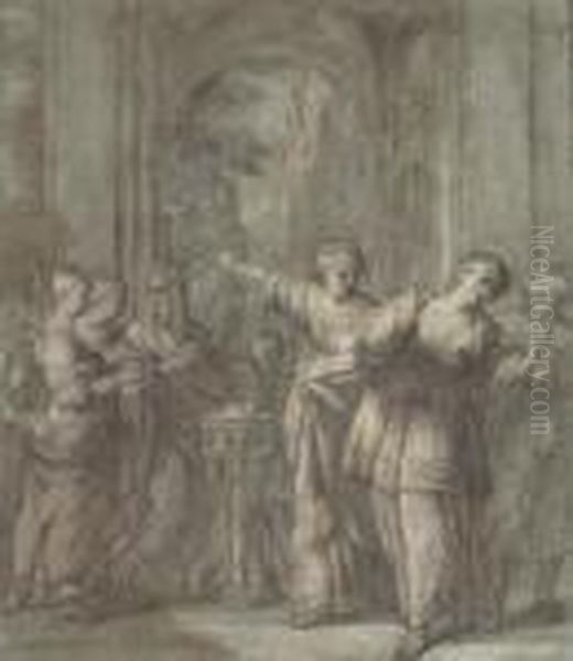 Bibiana Verweigert Den Gotzendienst. Oil Painting by Pietro Da Cortona (Barrettini)