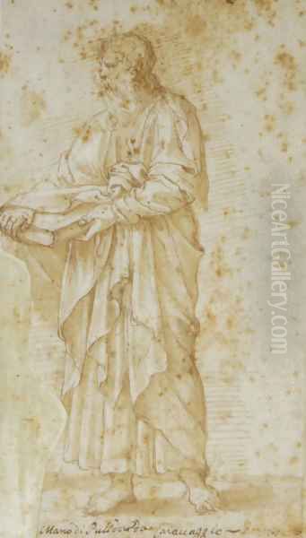 An evangelist Oil Painting by Giulio Romano (Orbetto)