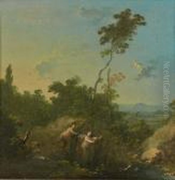 Faune Poursuivant Une Nymphe Oil Painting by Jean-Baptiste Pillement