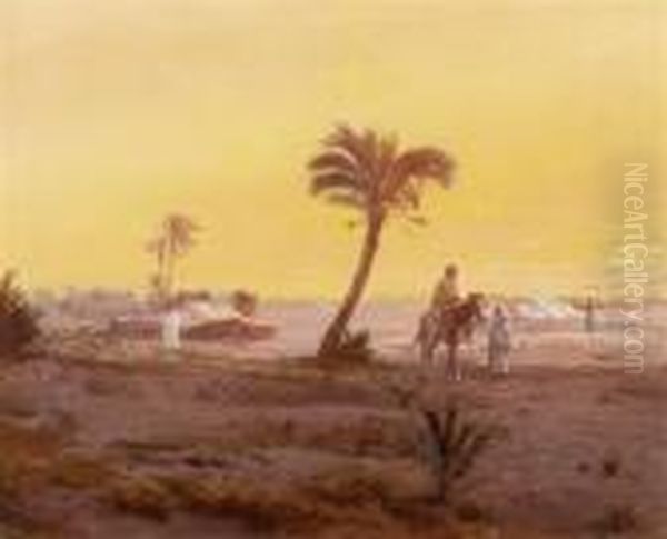 Desert
Landscape Near Cairo Oil Painting by Otto Pilny