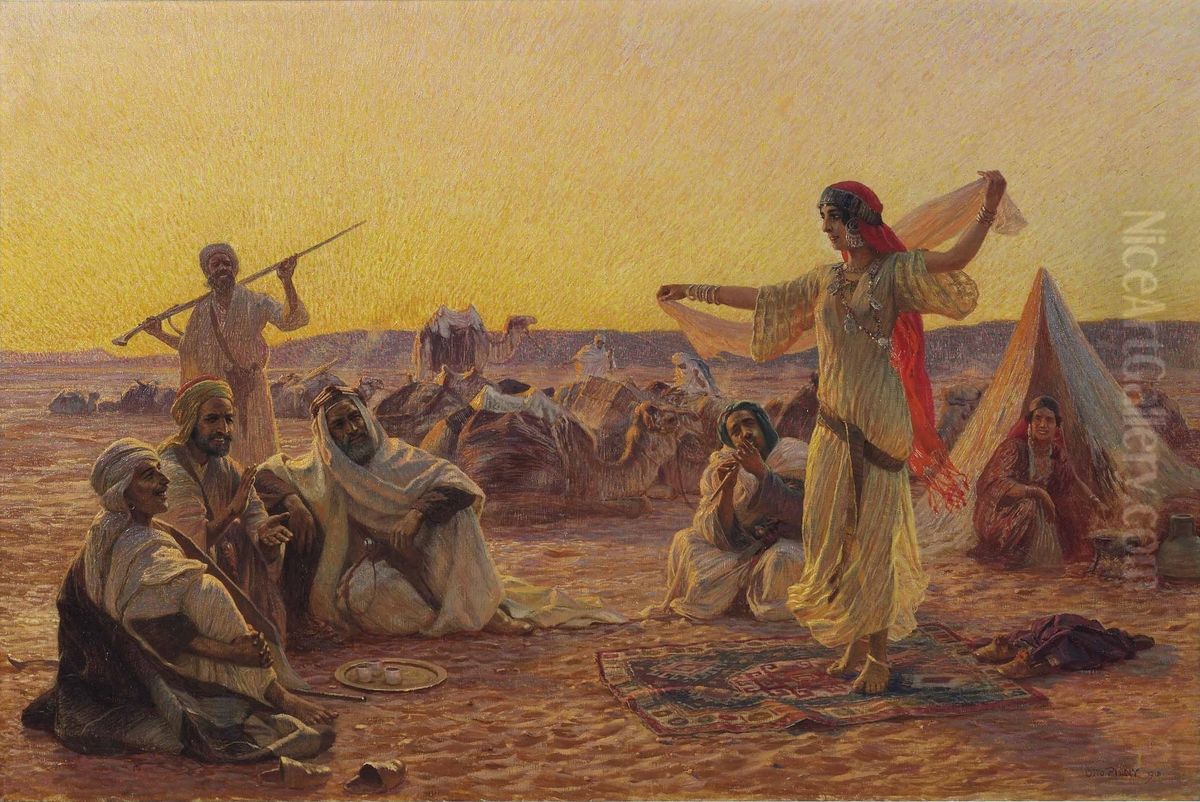 A Dance In The Desert Oil Painting by Otto Pilny