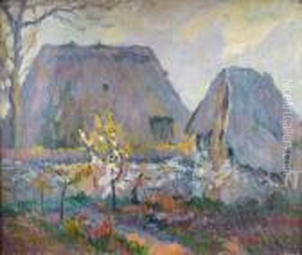 Paysageaux Chaumieres Oil Painting by Robert Antoine Pinchon