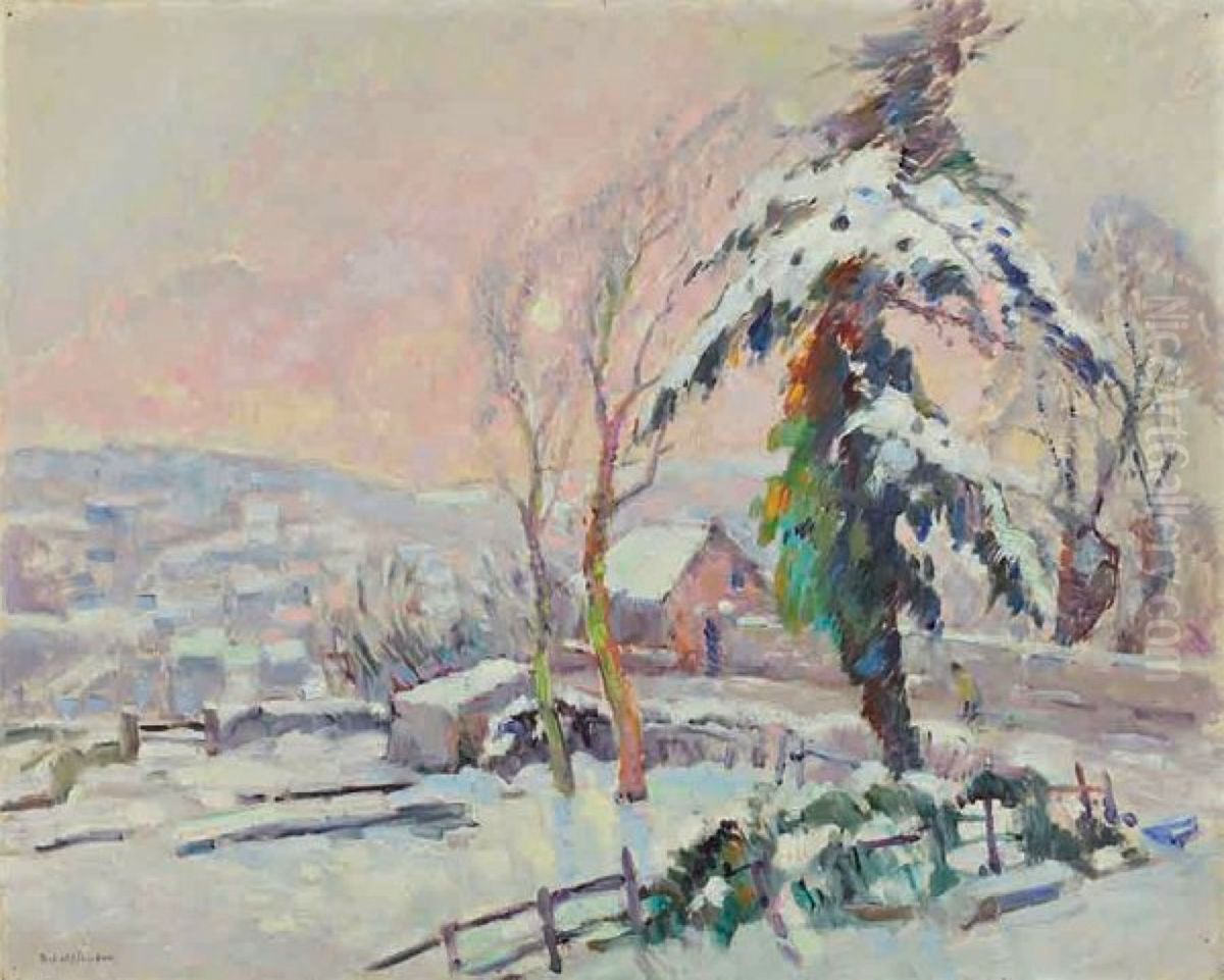 Village Enneige Oil Painting by Robert Antoine Pinchon