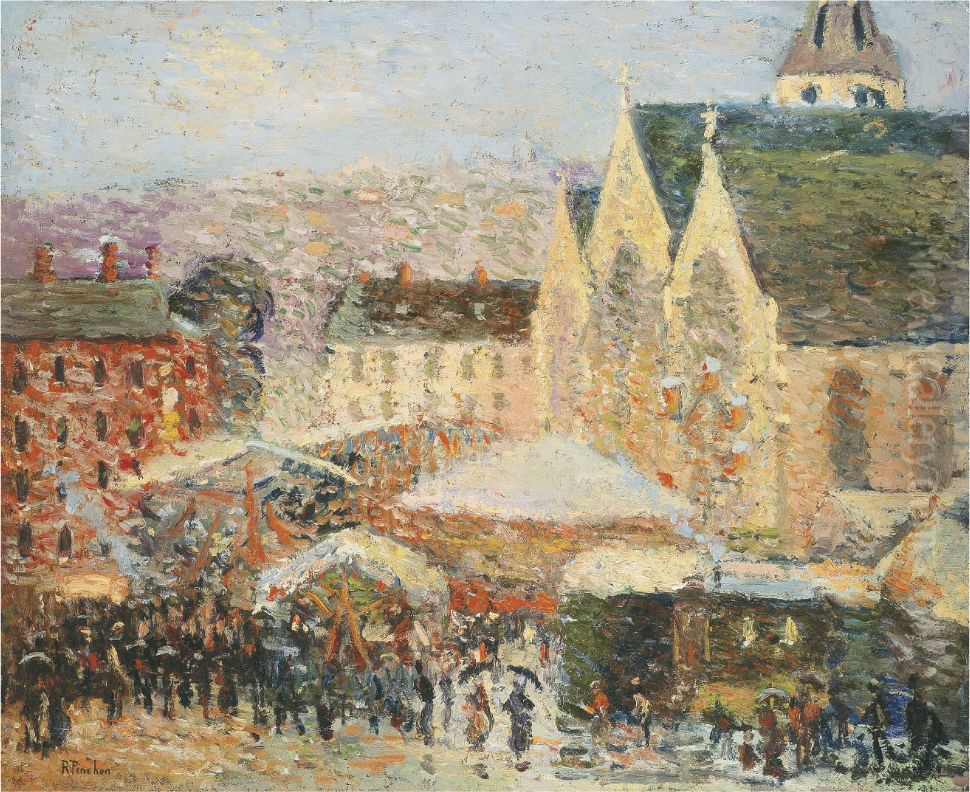 La Foire Saint-romain Sur La Place Saint-vivien, Rouen Oil Painting by Robert Antoine Pinchon