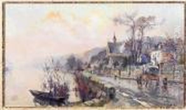 La
 Seine A La Bouille Oil Painting by Robert Antoine Pinchon