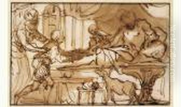 Esau Cede Son Droit D'ainesse A Jacob Contre Un Plat De
 Lentilles Oil Painting by Domenico Piola