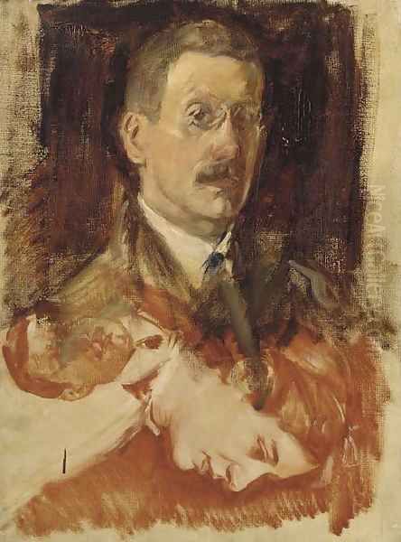 Self portrait in a tie Oil Painting by Alexander Ignatius Roche