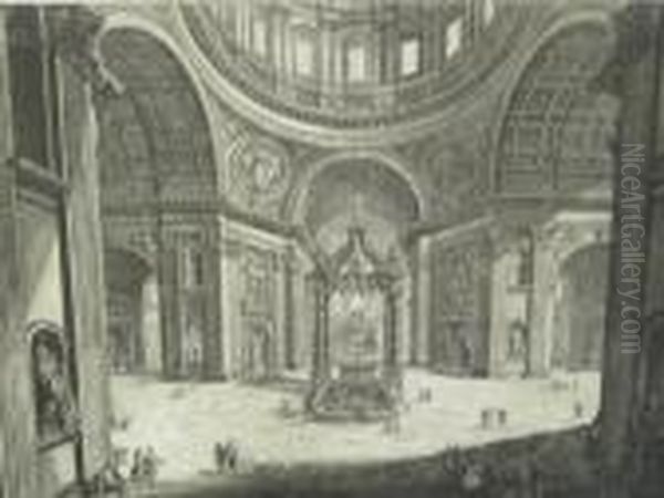 Veduta Interna Della Basilica Di S 
Pietro In Vaticanovicino Alla Tribuna Oil Painting by Giovanni Battista Piranesi