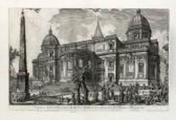 Veduta Della Facciata Di Dietro Della Basilica Di Santa Maria
Maggiore Oil Painting by Giovanni Battista Piranesi