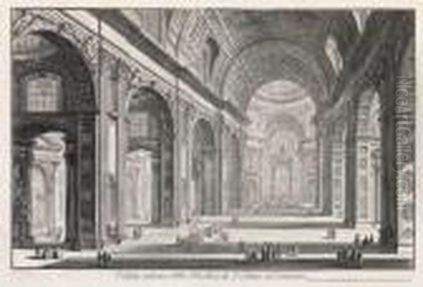 Veduta Interna Della Basilica Di S 
. 
. Oil Painting by Giovanni Battista Piranesi