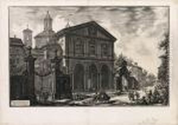Veduta Della Basilica Di S 
.sebastiano Fuori Delle Mura Oil Painting by Giovanni Battista Piranesi
