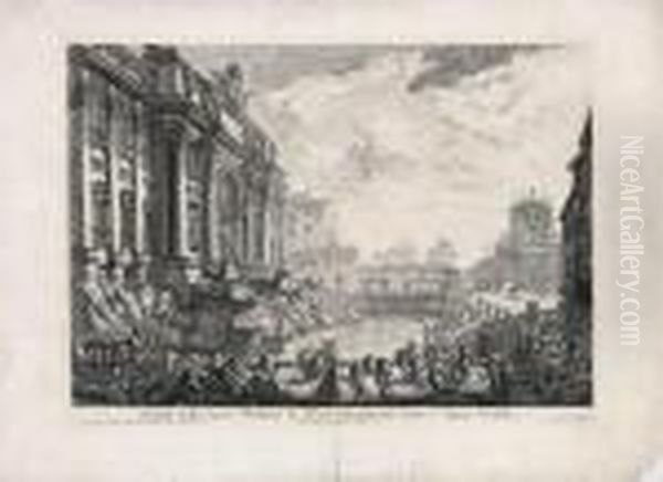 Veduta Della Vasta Fontana De Trevi Anticamente Detta L'acqua
Vergine Oil Painting by Giovanni Battista Piranesi