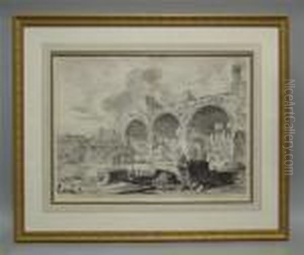 Veduta Degli Avanzi Del Tablino 
Della Casa Curea Di Nerrone, Detti Volgarmente Il Tempio Della Pace Oil Painting by Giovanni Battista Piranesi