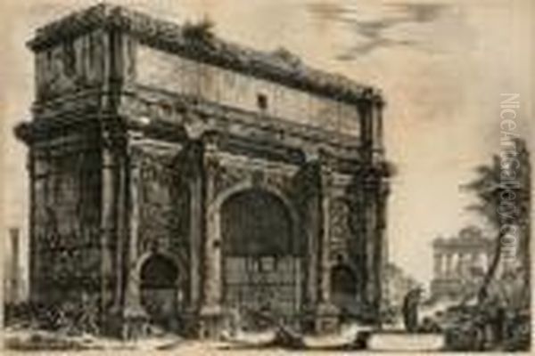 Veduta Dell' Arco Di Constantino 
And 
Veduta Dell' Arco Di Settimio Severo 
From 
Vedute Di Roma Oil Painting by Giovanni Battista Piranesi