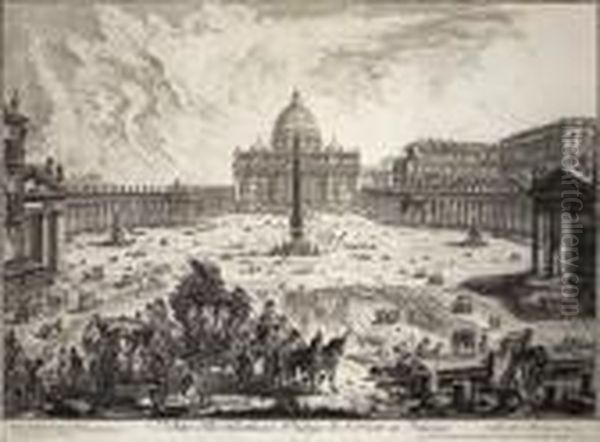Veduta Della Basilica, E Piazza Di S. Pietro In
Vaticano Oil Painting by Giovanni Battista Piranesi