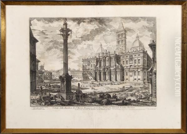 Veduta Della
Basilica Di Sta. Maria Maggiore Con Le Due Fabbriche Laterali Di Detta Basilica Oil Painting by Giovanni Battista Piranesi