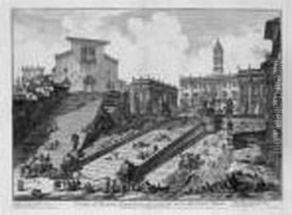 Piazza Navona; Capitol And The 
Steps Of S. Maria In Aracoeli; Forum Of Augustus; Egyptian Obelisk Oil Painting by Giovanni Battista Piranesi