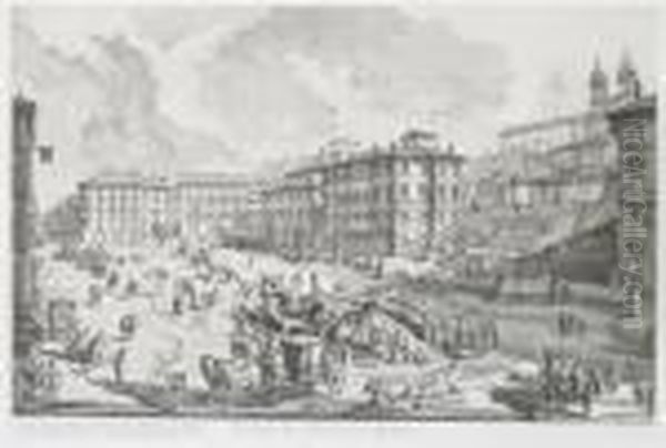 Veduta De Piazza Spagna Oil Painting by Giovanni Battista Piranesi