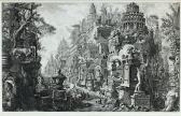 Antiquus Bivii Viarum Appaie At Ardeatinae Oil Painting by Giovanni Battista Piranesi
