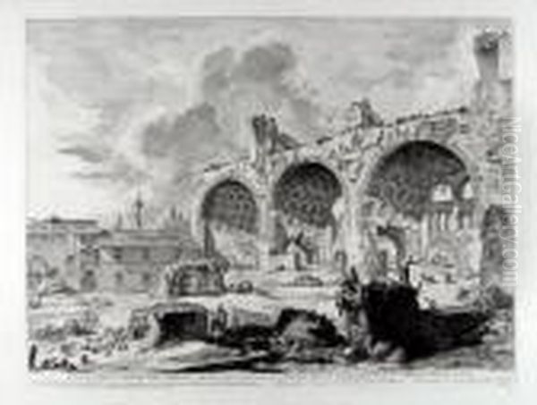 Veduta Degli Avanzi Del Tablino 
Della Casa Aurea Di Nerone, Detti Volgarmente Il Tempio Della Pace Oil Painting by Giovanni Battista Piranesi