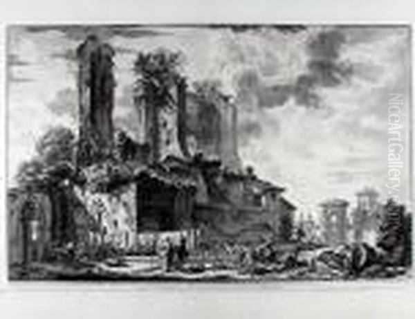 Veduta Dell' Avanzo Del 
Castello, Che Prendendo Una Porzione Dell' Acqua Giulia Dal Condotto 
Principale Oil Painting by Giovanni Battista Piranesi