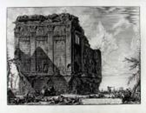 Tempio Antico Volgarmente Detto 
Della Salute Su La Via D'albano, Cinque Miglia Lontan Da Roma Oil Painting by Giovanni Battista Piranesi