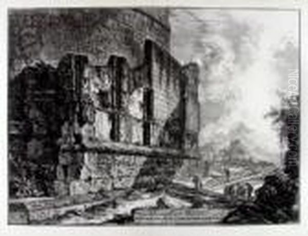 Veduta Degl' Avanzi Del Sepolcro
 Della Famiglia Plauzia Sulla Via Tiburtina Vicino Al Ponte Lugano Due 
Miglia Lontano Da Tivoli Oil Painting by Giovanni Battista Piranesi