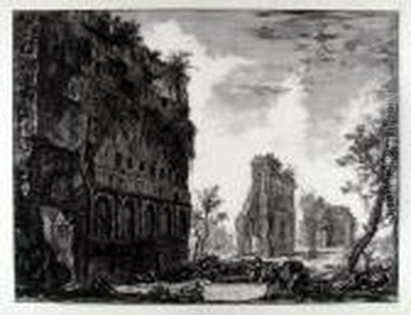 Veduta Degli Avanzi Della 
Circonferenza Delle Antiche Fabbriche Di Una Delle Piazze Della Villa 
Adriana Oggidi Chiamata Piazza D'oro Oil Painting by Giovanni Battista Piranesi