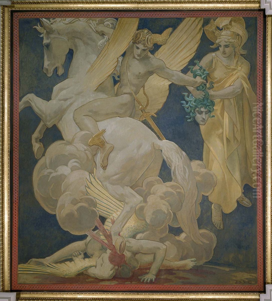 Perseus on Pegasus Slaying Medusa Oil Painting by John Singer Sargent