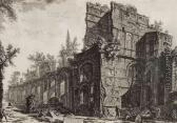 Rovine Di Uno Degli Allogiamenti
 De Soldati Presso Ad Una Delleeminenti Fabbriche Di Adriano Nella Sua 
Villa In Tivoli. Oil Painting by Giovanni Battista Piranesi