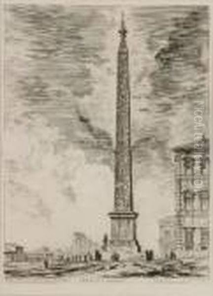 Obelisco Egizio
 , Acquaforte Dalle Grandi Vedute Di Roma 1759, In Lastra Oil Painting by Giovanni Battista Piranesi