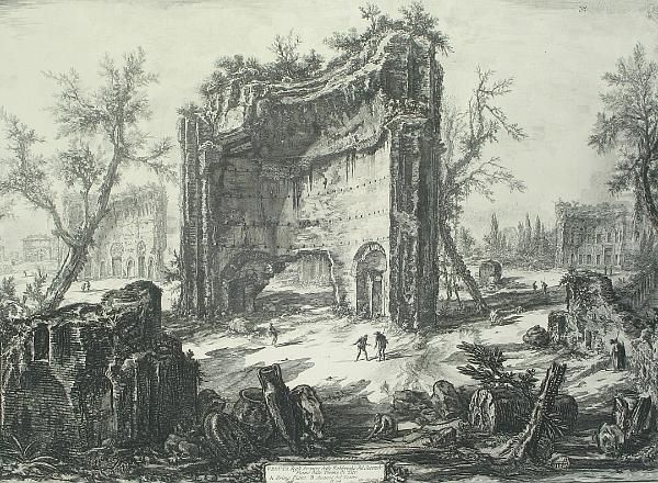 Veduta Degli Avanzi Delle 
Fabbriche De Secondo Piano Delle Terme Di Tito From Veduti Di Roma Oil Painting by Giovanni Battista Piranesi