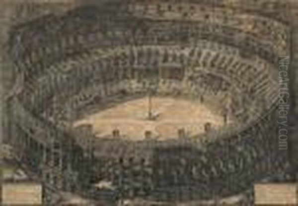 Veduta Dell'amfiteatro Flavio Detto Il Colosseo. Oil Painting by Giovanni Battista Piranesi