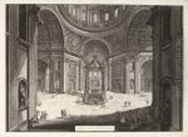 St. Peter's, From The Piazza 
Dela Sagrestia; S. Paolo Fuori Le Mura; S. Costanza; The Egyptian 
Obelisk In The Piazza Di S. Giovanni Laterano; S. Giovanni In Laterano. 
Interior; St. Peter's. Interior: Beneath The Dome; And View Of A Tomb 
Outside Th Oil Painting by Giovanni Battista Piranesi