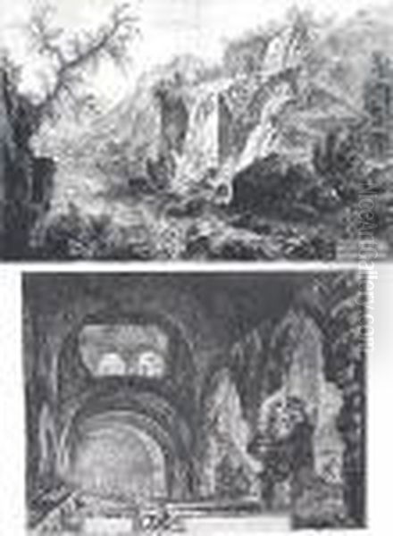 Veduta Interna Della Villa Di 
Mecenate From Vedute Di Roma; Vedute Delle Cascatella A Tivoli From 
Vedute Di Roma (h.73; H.92), 1764; 1769 Oil Painting by Giovanni Battista Piranesi