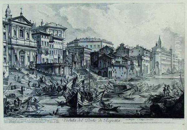 Veduta Del Porto Di Ripetta. 1753. Oil Painting by Giovanni Battista Piranesi