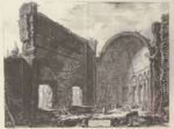Roman Arches At The Church Of 
Ss. Giovanni E Paolo; The So-called Villa Of Maecenas At Tivoli 
(interior); And Hadrian's Villa: The Apse Of The So Called Hall Of The 
Philosophers Oil Painting by Giovanni Battista Piranesi