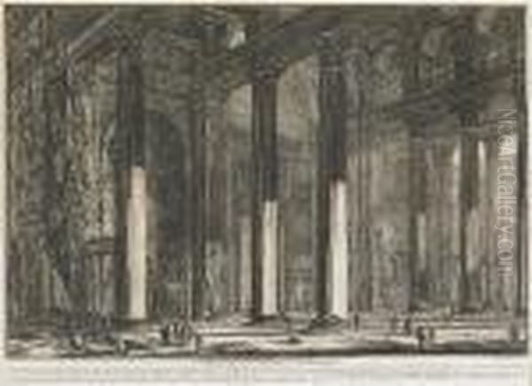 Veduta Interna Del Pronao Del 
Panteon, From Veduta Di Roma (we. 215; H. 82; F. 762), 1769 Oil Painting by Giovanni Battista Piranesi