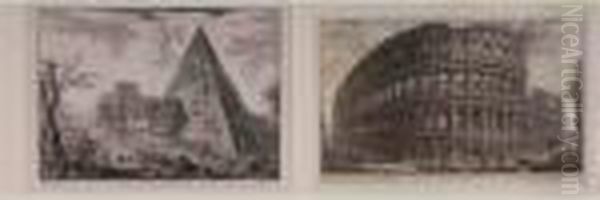  Veduta Del Sepulcro Di Cajo 
Cestio > Et < Veduta Dell' Anfiteatro Flavio Detto Il Coloseo  Oil Painting by Giovanni Battista Piranesi