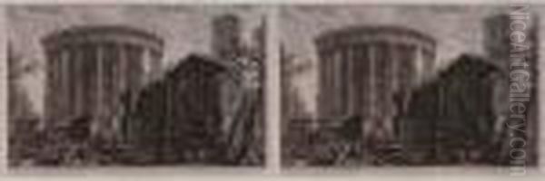  Veduta Del Tempio Della 
Sibilla In Tivoli > Et < Veduta Del Tempio Di Cibele A Piazza Della 
Bocca Della Verita Oil Painting by Giovanni Battista Piranesi