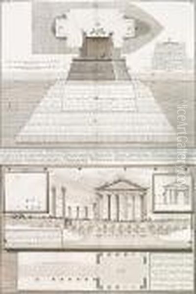 Xi. A. Spaccato Di Uno Degli 
Archi Di Mezzo Del Ponte D'elio Adriano; Xxxix. Fig. I. A. Pianta Degli 
Avanzi Del Portico D'ottavia, From Le Antichita Romane Oil Painting by Giovanni Battista Piranesi