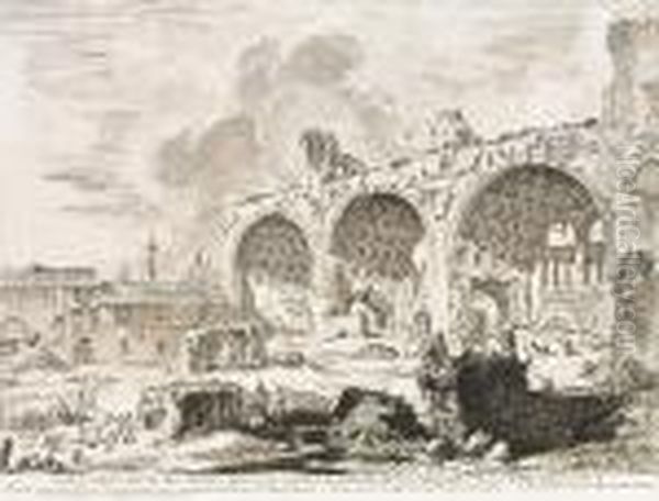 Veduta Degli Avanzi Del Tablino 
Della Casa Aurea Di Nerone, Detti Volgarmente Il Tempio Della Pace, From
 Vedute Di Roma Oil Painting by Giovanni Battista Piranesi