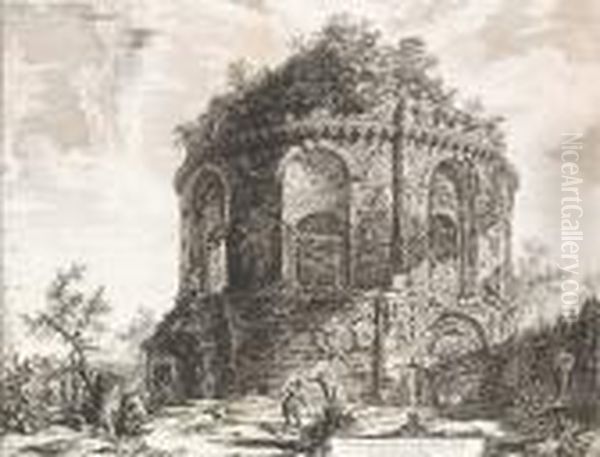 Veduta Del Tempio, Detto Della 
Tosse Su La Via Tiburtina, Un Miglio Vicino A Tivoli, From Verdute Di 
Roma Oil Painting by Giovanni Battista Piranesi