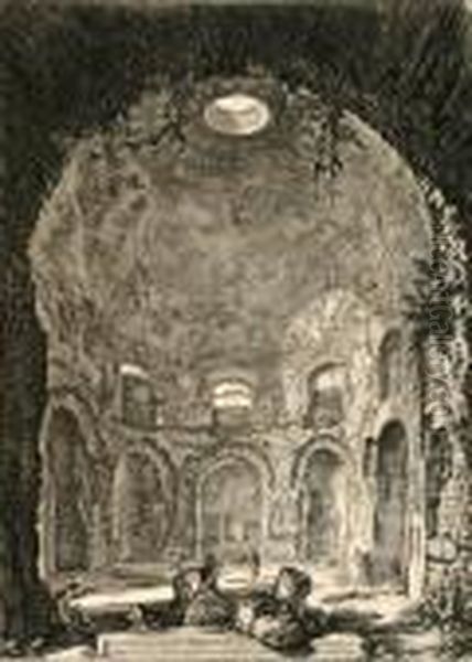 Veduta Interna Del Sepolcro Di S. Costanza
And
Veduta Interna Del Tempo Della Tosse Oil Painting by Giovanni Battista Piranesi