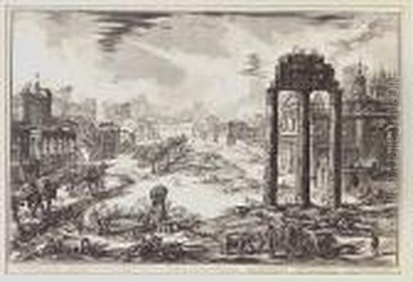 The Forum Romanum, Or Campo 
Vaccino; The Fontana Di Trevi. Front View, From Veduta Di Roma Oil Painting by Giovanni Battista Piranesi