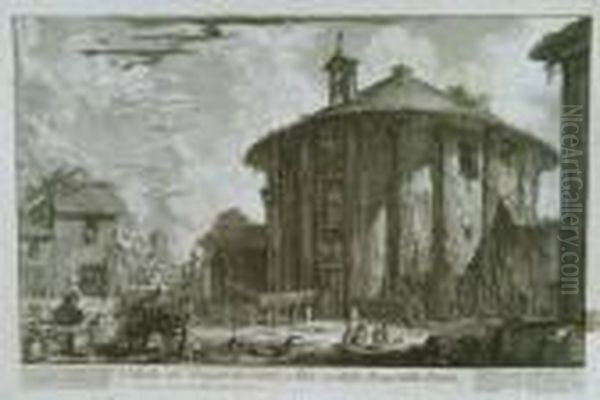 Italian, A Monochrome Engraving 
Veduta Del Tempio Di Cibele A Piazza Della Bocca Della Verita Oil Painting by Giovanni Battista Piranesi