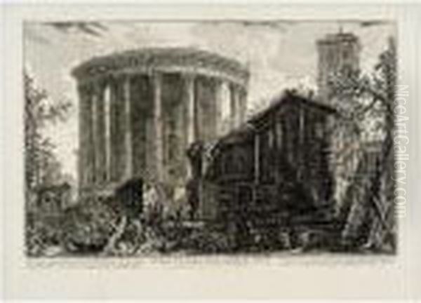 Veduta Del Tempio Della Sibilla 
In Tivoli; And Altra Veduta Del Tempio Della Sibilla In Tivoli (h.61; 
And 63) Oil Painting by Giovanni Battista Piranesi
