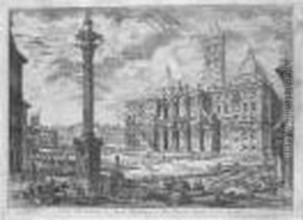 Veduta Della Basilica Di Sta 
Maria Maggiore Con Le Due Fabbriche Laterali Di Detta Basilica; And 
Veduta Della Facciata Di Dietro Della Basilica Di S Maria Maggiore (hind
 9; And 10) Oil Painting by Giovanni Battista Piranesi
